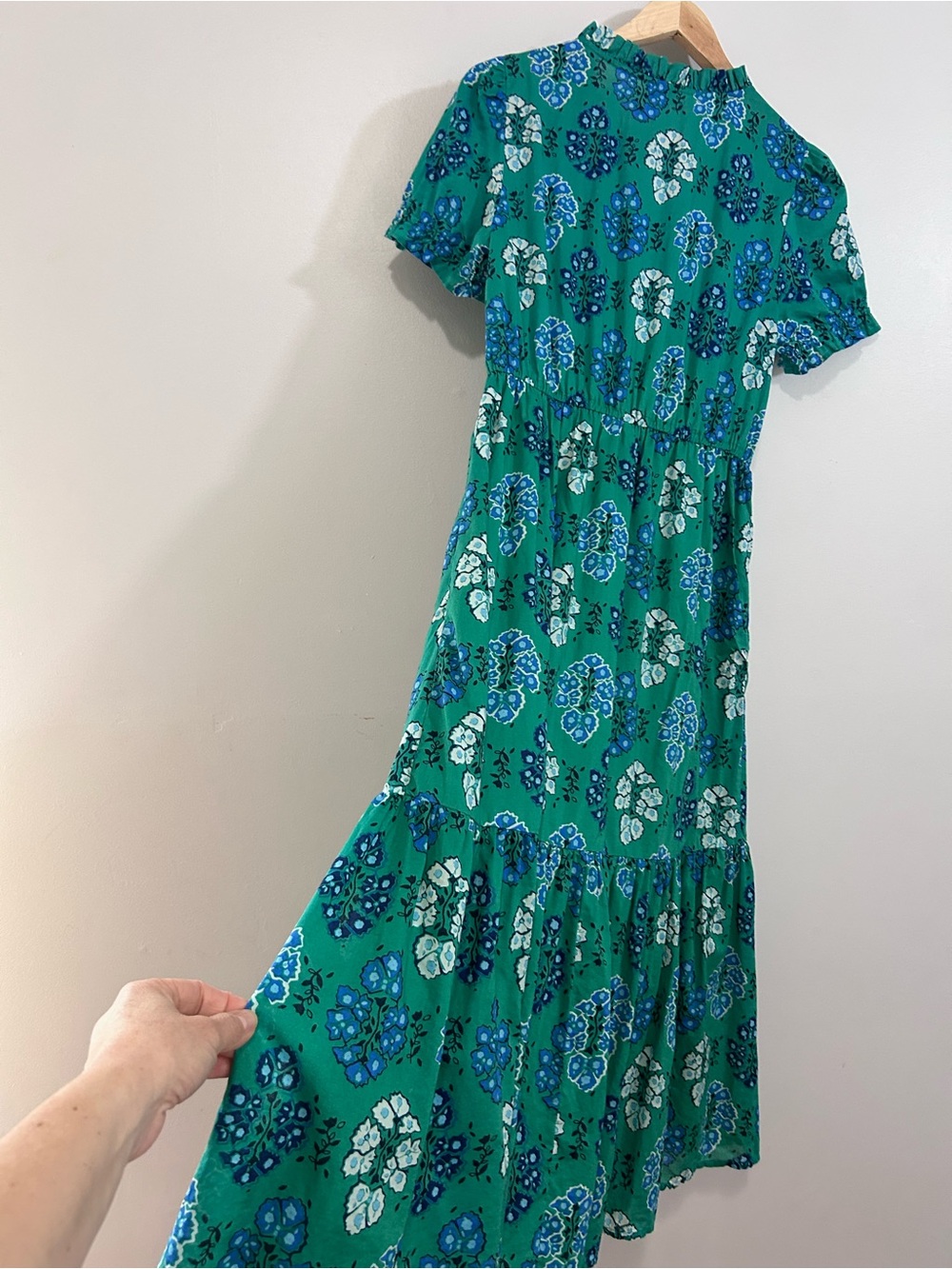 J. Crew Green Floral Short-Sleeve Midi Dress 4 - Picture 15 of 16